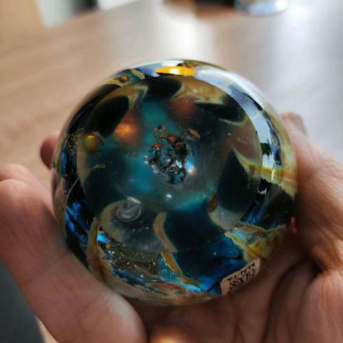 Mdina Glass Malta glass apple paperweight used