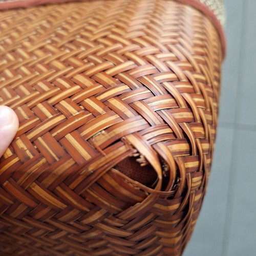 Small handbag made of bamboo with fabric lining like new