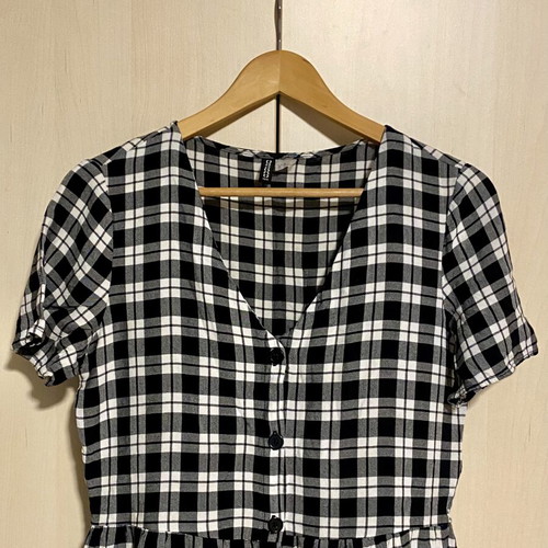H&M Black and White Checked Dress like new, cotton, size M