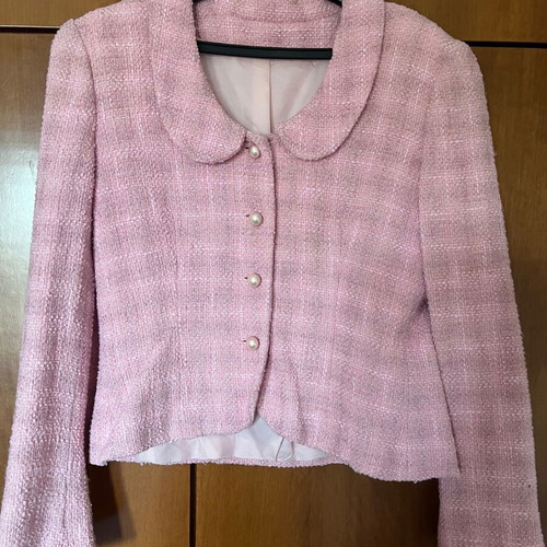 Pink jacket like new with short length and round collar