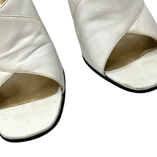YSL - Yves Saint Laurent white leather mid heels used, size 37.5
