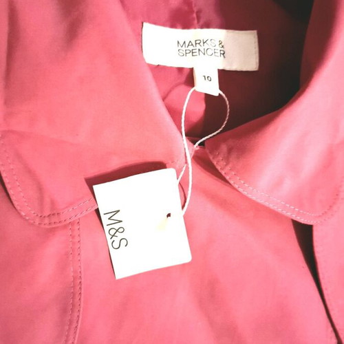Marks & Spencer pink fuchsia trench coat with pockets and belt, waterproof, size 10