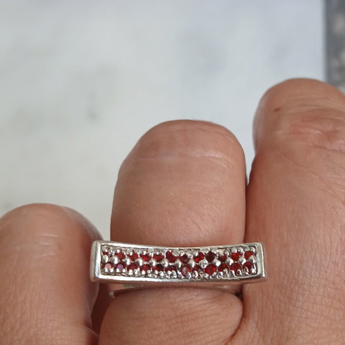 925 silver ring with red zirconia, 17 mm