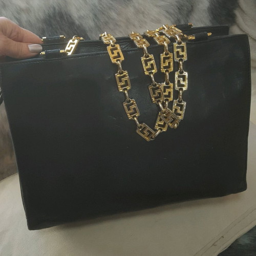 Gianni Versace vintage black leather shoulder bag used