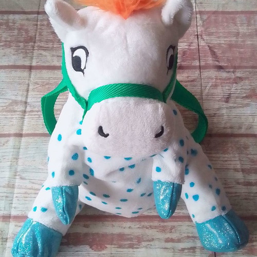 Children's velvet pony Pippi backpack used