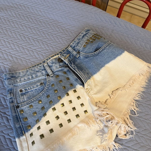 BSB denim shorts size 28 with studs, like new, dip-dye blue and beige