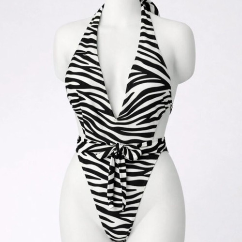 Monokini swimsuit and mesh beach dress set new, black and white