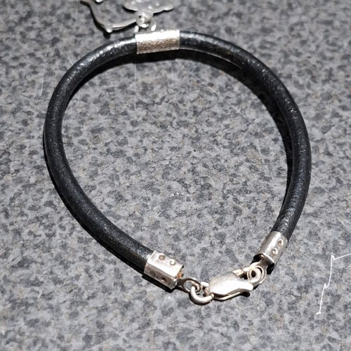 Bracelet with Black Rubber and 925 Silver Animal Motif like new