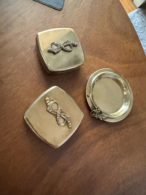 Vintage brass decorative set used, 2 boxes and 1 ashtray