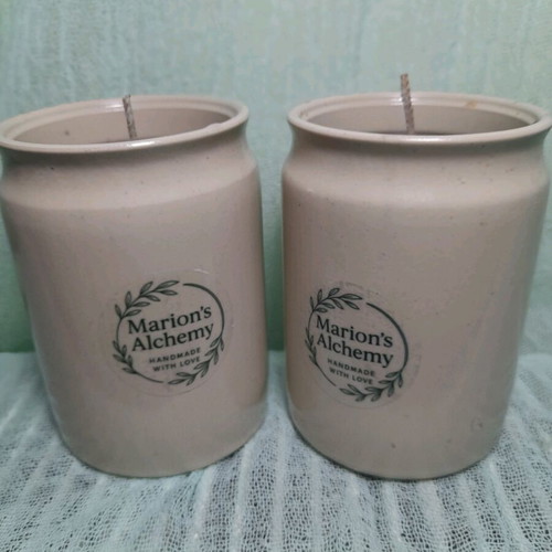 Soy candles in durable ceramic container, new, with fragrances