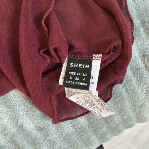 Shein burgundy transparent top size S new