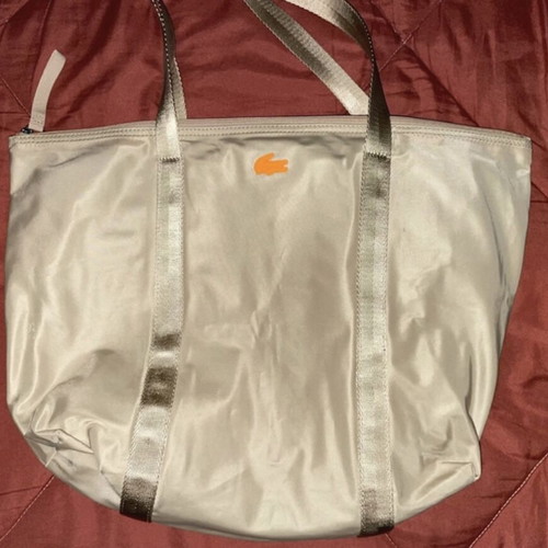 Lacoste tote bag beige new, waterproof polyester