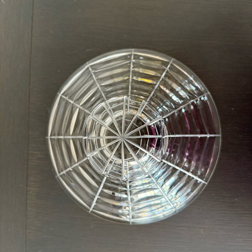 Crystal fruit bowl like new with geometric embossed design
