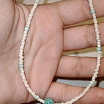 Handmade adjustable anklet white and blue