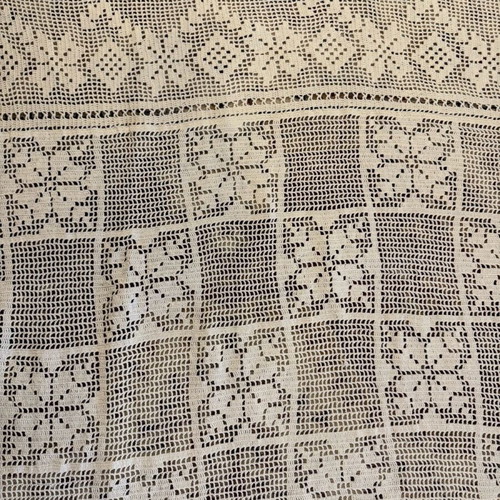 Handmade crochet curtain and bedspread, white, 2.02x1.30 m