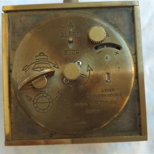 Cyma alarm clock 1950's used, Swiss analog table clock