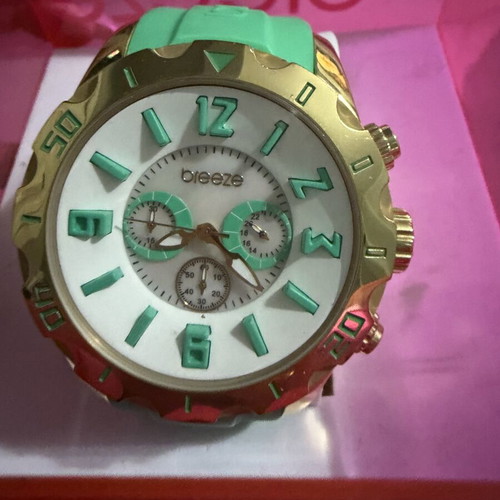 Breeze women's wristwatch, green and gold, waterproof