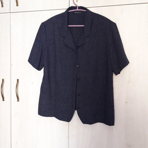 Summer shirt and skirt set like new, dark blue with white dots