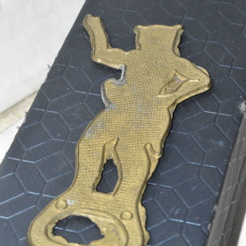 Vintage brass bottle opener used, collectible decorative item