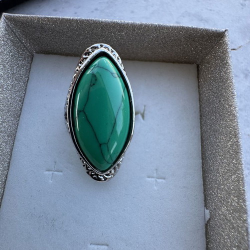 Ring size 9 new, green and silver