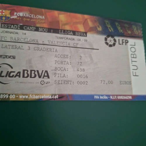 Barcelona vs Valencia match ticket at Camp Nou like new, December 6 2008
