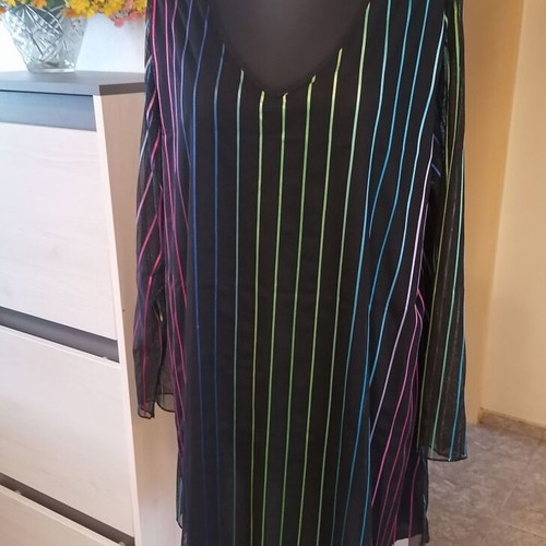 Chiffon tunic 4XL new, colorful stripes