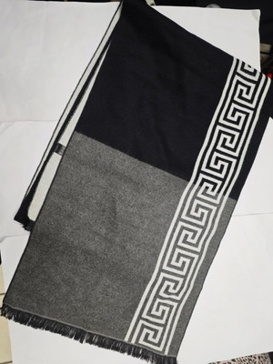 Men's scarf black and gray new, 100% viscose with meanders