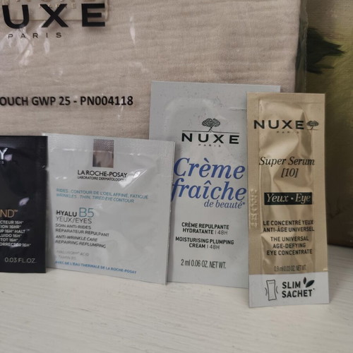 Nuxe Makeup Bag with Mugler Angel Elixir and Vichy Samples New