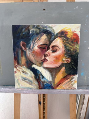 Love Oil Painting Original Artwork Hand-Painted on Canvas 30x30 cm