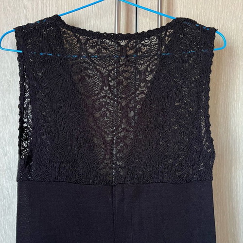 Knitted black salopette with buttons, size S, like new
