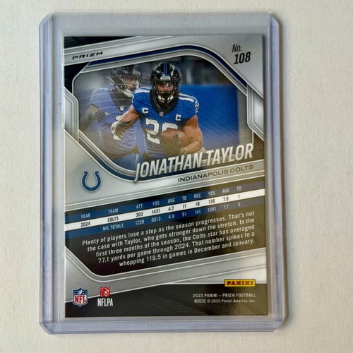Jonathan Taylor 2025 Panini Prizm NFL Silver Prizm Card new