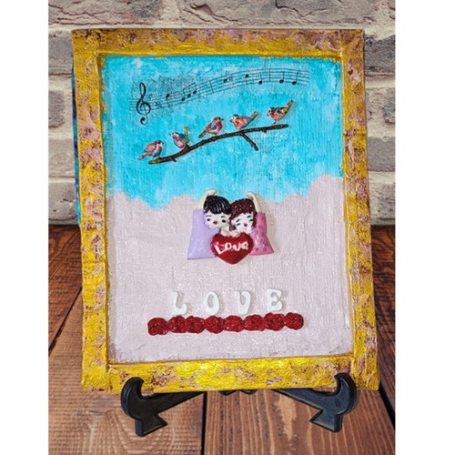 Handmade Saint Valentine frame "The Melody of Love" new