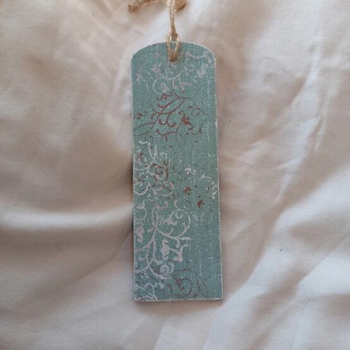 Handmade decoupage wooden bookmark vintage style