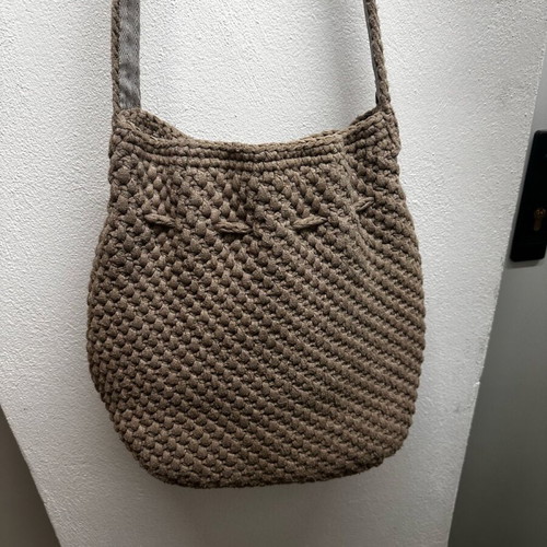 Handmade shoulder bag like new, large, beige/gray
