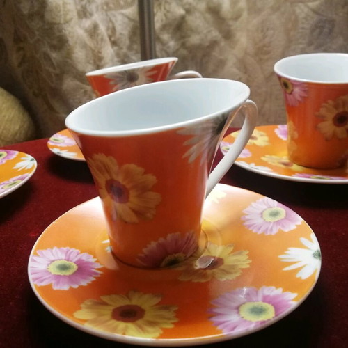 Porcelain Coffee Cups Set of 6 with Original Design