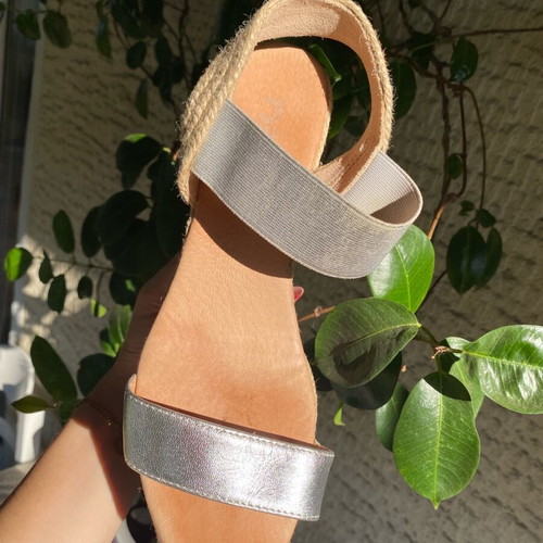 Nak platform sandals used, size 40, silver gray