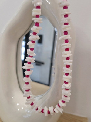 Χειροποίητο κολιέ κοράλλι κατόπιν παραγγελίας, άσπρο και ροζ