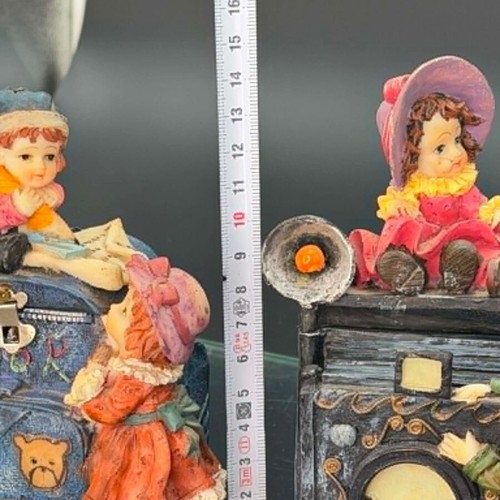 Vintage polyresin piggy banks with three locks and working key