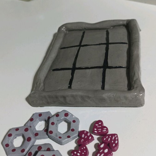 Handmade clay tic tac toe game new