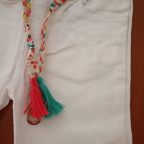 Dpam White Boho Denim Pants for 6 Years New with Floral Belt