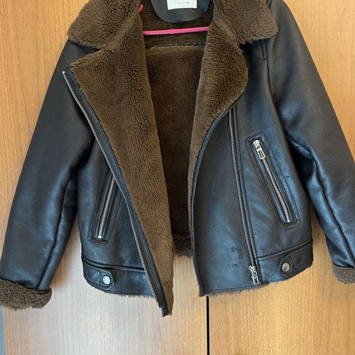 Zara kids biker jacket with sherpa lining like new, very warm
