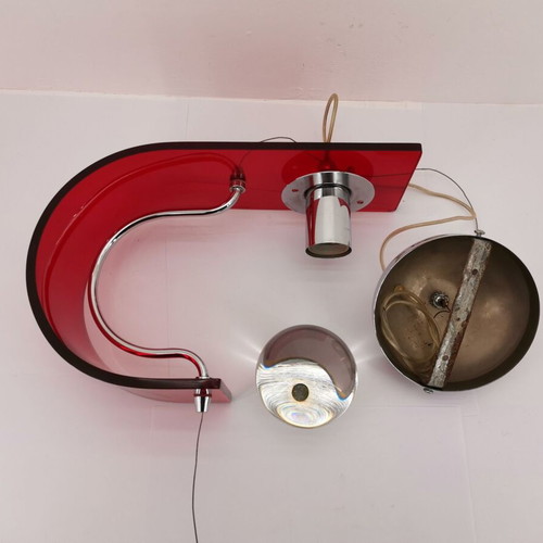 Italian ceiling light used, glass and nickel