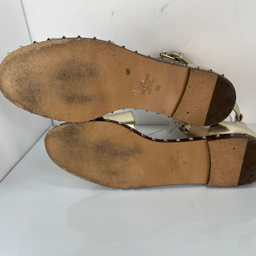 Valentino Garavani Rockstud leather sandals used, gold, size 38