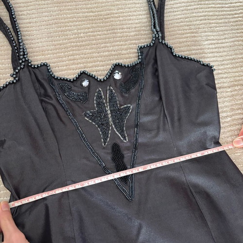 Vintage handmade 80s mini dress like new with beads and pearls