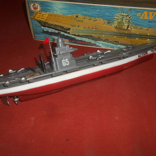 Mister P Mitroplast Averof battery-operated aircraft carrier toy 1970