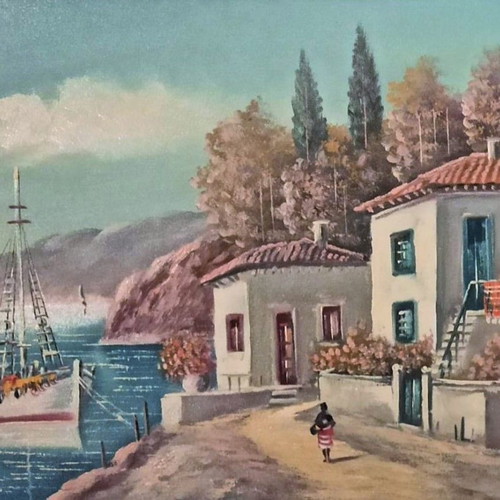 Painting G. Depastas (Psarochori) on canvas like new with frame