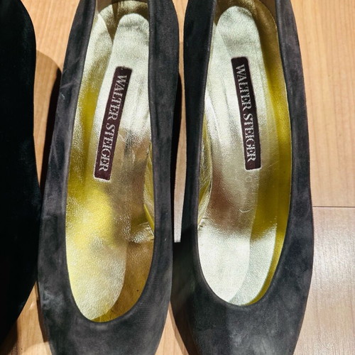 Walter Steiger suede ballerina shoes gray and black like new, 2 pairs