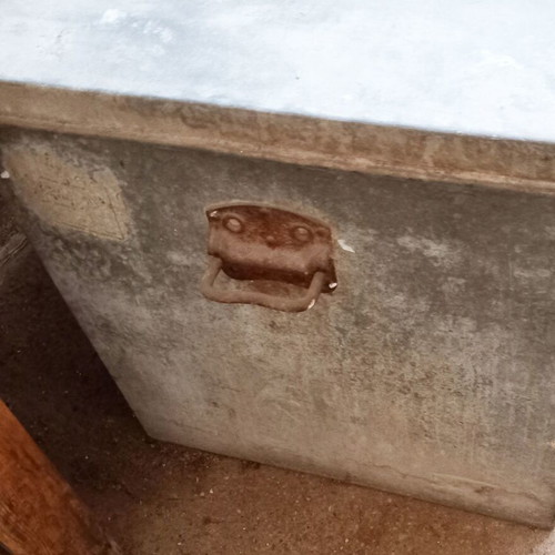 Metal Trunk used, galvanized sheet, 1950s, 96x45x48 cm