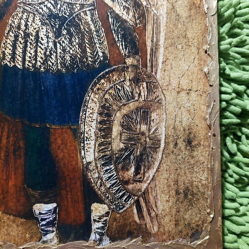Icon of Archangel Taxiarchis with golden technique, large 27x36