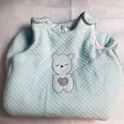 Obaibi baby sleeping bag mint like new, cotton with bear 6-9 months